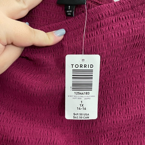 NWT- Torrid cold shoulder babydoll blouse - Picture 5 of 5